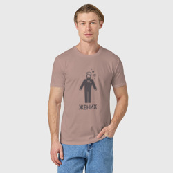 Мужская футболка хлопок Жених в костюме и сердца - фото 2