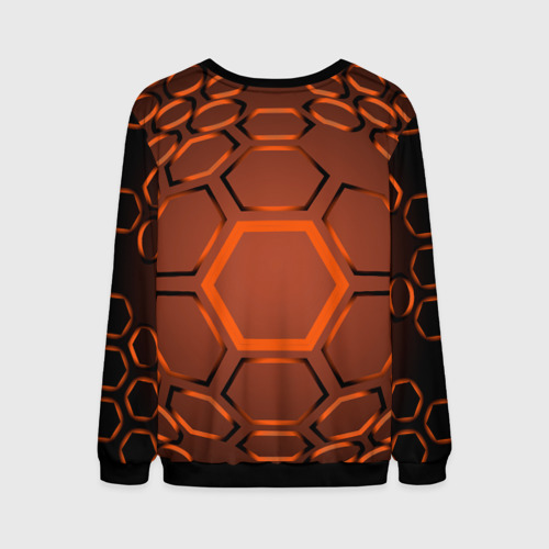 Мужской свитшот 3D Оранжевая техноброня, цвет черный - фото 2