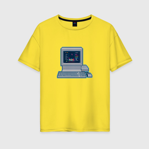 Женская футболка хлопок Oversize Самая известна компьютерная игра в СССР Тетрис, цвет желтый