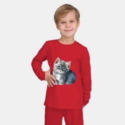 Детская пижама с лонгсливом хлопок Милый серый котёнок - фото 2