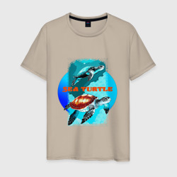 Мужская футболка хлопок Черепахи в море