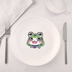Набор: тарелка + кружка Ахегао аниме девочка в шапке жабки - фото 2
