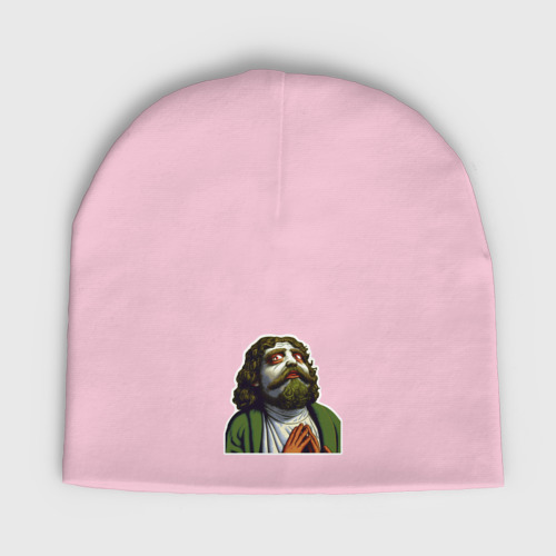 Мужская шапка демисезонная Большой пеповски, Лебовски в стиле Пепе, цвет светло-розовый
