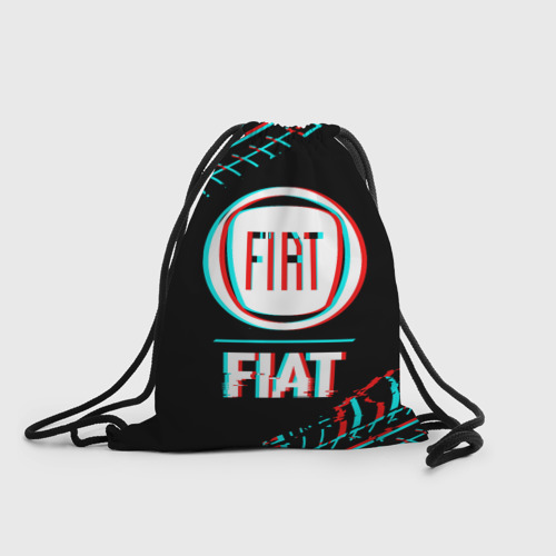 Рюкзак-мешок 3D Значок Fiat в стиле glitch на темном фоне