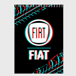 Скетчбук Значок Fiat в стиле glitch на темном фоне