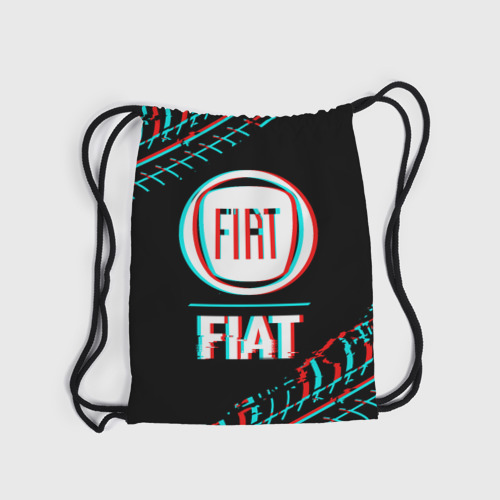 Рюкзак-мешок 3D Значок Fiat в стиле glitch на темном фоне - фото 6