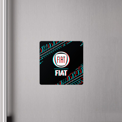 Магнит виниловый Квадрат Значок Fiat в стиле glitch на темном фоне - фото 4
