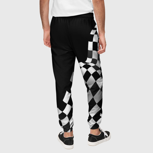 Мужские брюки 3D с принтом Jaguar racing flag, вид сзади #2