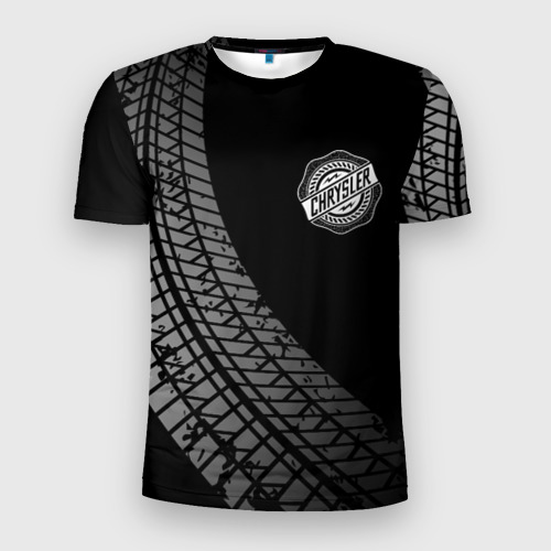 Мужская футболка 3D Slim с принтом Chrysler tire tracks, вид спереди #2