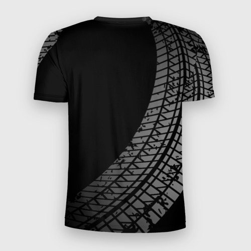 Мужская футболка 3D Slim с принтом Chrysler tire tracks, вид сзади #1
