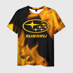 Мужская футболка 3D Subaru - gold gradient