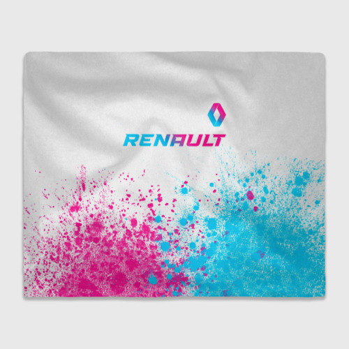 Плед 3D Renault neon gradient style: символ сверху, цвет 3D (велсофт)