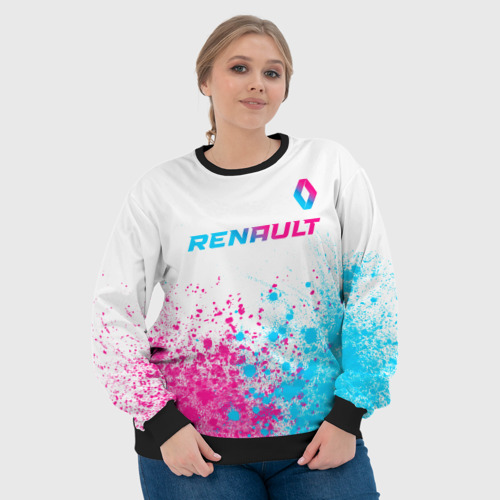 Женский свитшот 3D Renault neon gradient style: символ сверху, цвет 3D печать - фото 6