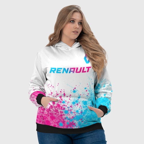 Женская толстовка 3D Renault neon gradient style: символ сверху, цвет 3D печать - фото 6