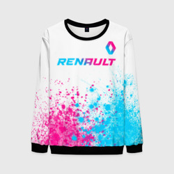 Мужской свитшот 3D Renault neon gradient style: символ сверху