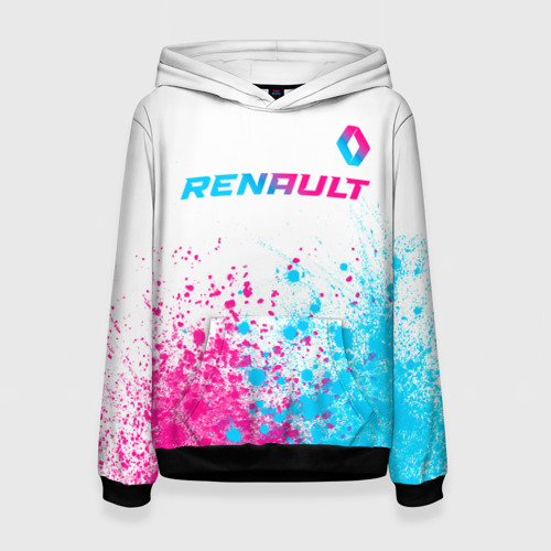 Женская толстовка 3D Renault neon gradient style: символ сверху, цвет 3D печать