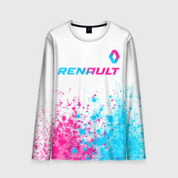 Мужской лонгслив 3D Renault neon gradient style: символ сверху