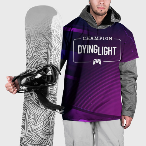 Накидка на куртку 3D Dying Light gaming champion: рамка с лого и джойстиком на неоновом фоне, цвет 3D печать