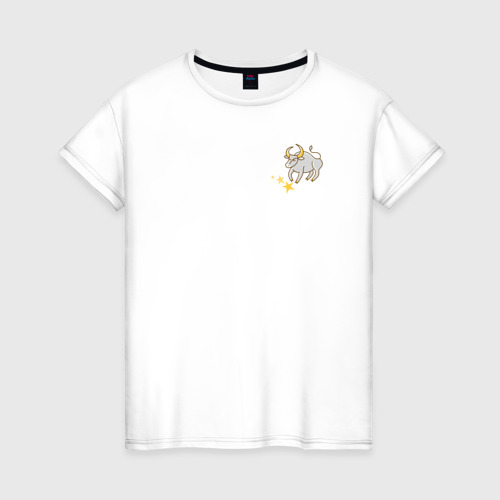 Женская футболка хлопок с принтом Знак Зодиака Телец, вид спереди #2