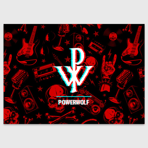 Поздравительная открытка Powerwolf rock glitch, цвет белый