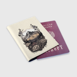 Обложка для паспорта матовая кожа Поля леса горы снежные вершины - фото 2