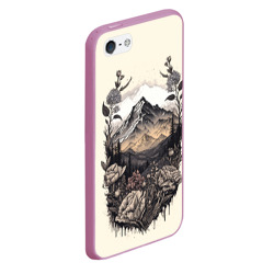 Чехол для iPhone 5/5S матовый Поля леса горы снежные вершины - фото 2