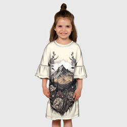 Детское платье 3D Поля леса горы снежные вершины - фото 2