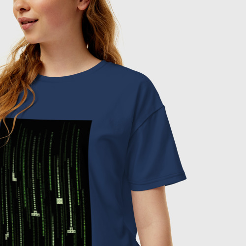 Женская футболка хлопок Oversize с принтом Tetris simulation, фото на моделе #1