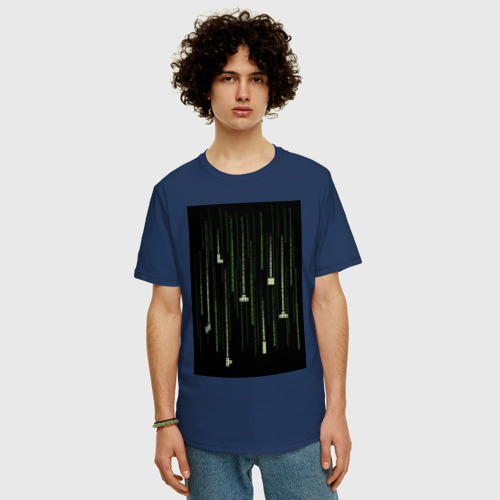 Мужская футболка хлопок Oversize с принтом Tetris simulation, фото на моделе #1