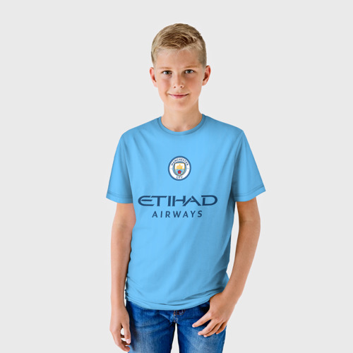 Детская футболка 3D Эрлинг Холанд Манчестер Сити форма 22-23 домашняя, цвет 3D печать - фото 3
