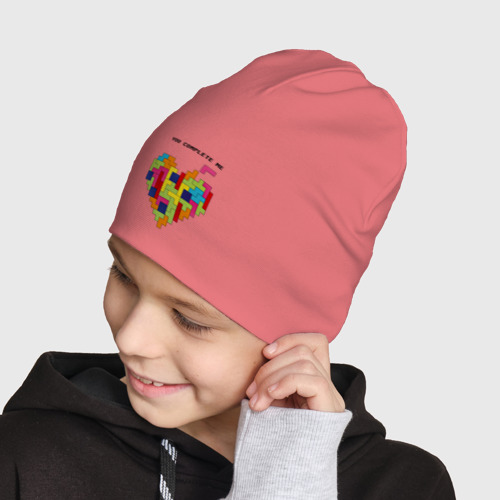 Детская шапка демисезонная You complete me, цвет розовый - фото 4