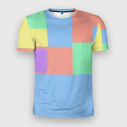 Мужская футболка 3D Slim Разноцветные квадраты и прямоугольники