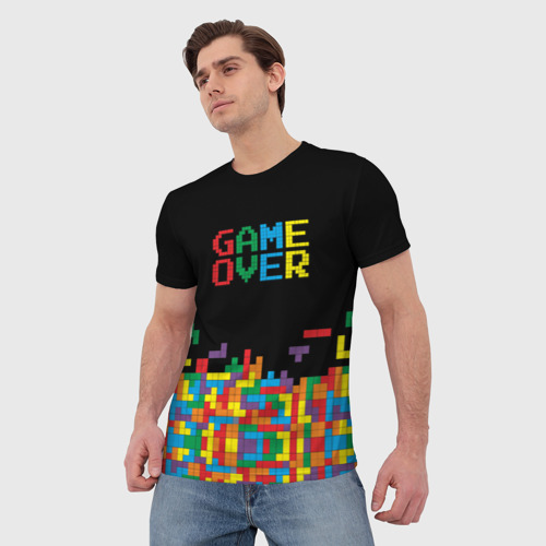 Мужская футболка 3D с принтом Game over, фото на моделе #1