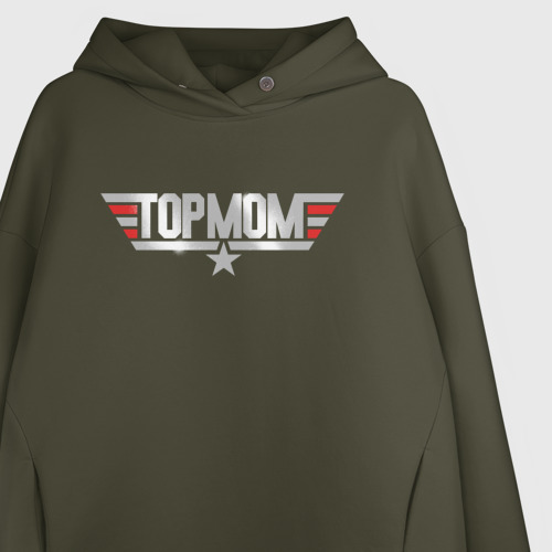 Женское худи Oversize хлопок Лучшая мама - Top Mom, цвет хаки - фото 3