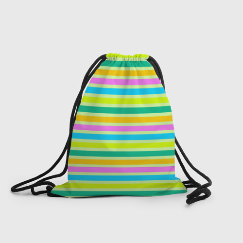 Рюкзак-мешок с принтом Желто-зеленый полосатый узор, вид спереди №1