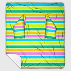 Желто-зеленый полосатый узор – Плед с рукавами с принтом купить