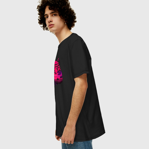 Мужская футболка хлопок Oversize с принтом Пляжное ретро, вид сбоку #3