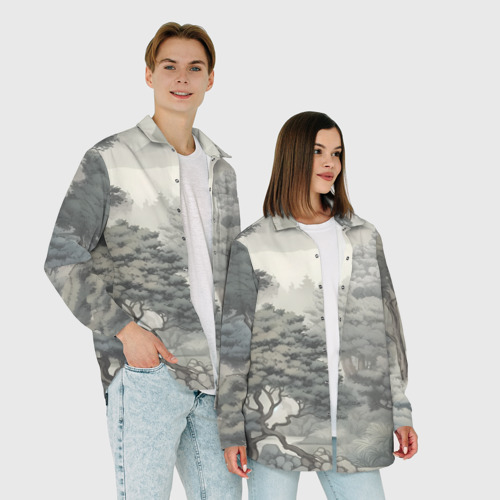 Женская рубашка oversize 3D Японский лес, цвет белый - фото 6