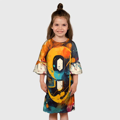 Детское платье 3D Девять, цвет 3D печать - фото 4