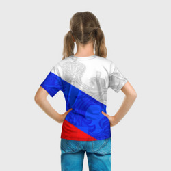 Футболка с принтом Сердечко - Россия для ребенка, вид на модели сзади №3. Цвет основы: белый