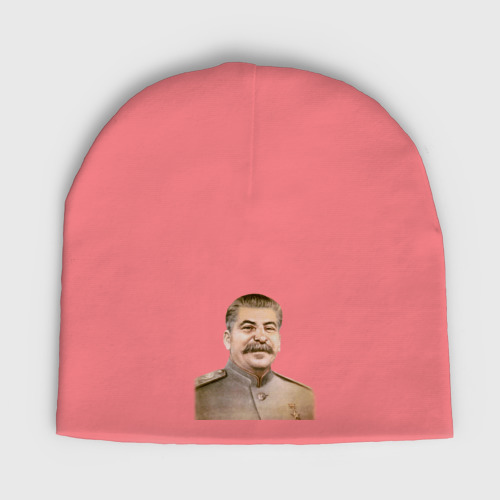 Мужская шапка демисезонная Товарищ Сталин бюст, цвет розовый