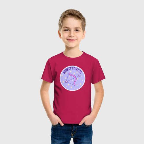 Детская футболка хлопок Знак зодиака стрелец, цвет маджента - фото 3