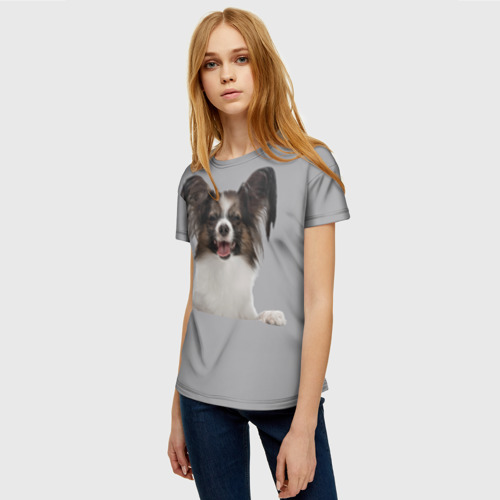 Женская футболка 3D с принтом Папильон, фото на моделе #1