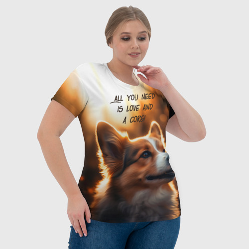Женская футболка 3D Любовь и корги, цвет 3D печать - фото 6