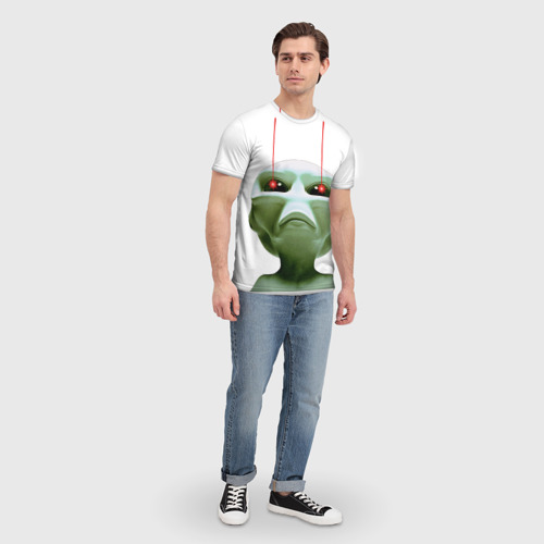 Мужская футболка 3D с принтом Пришелец атакует, вид сбоку #3