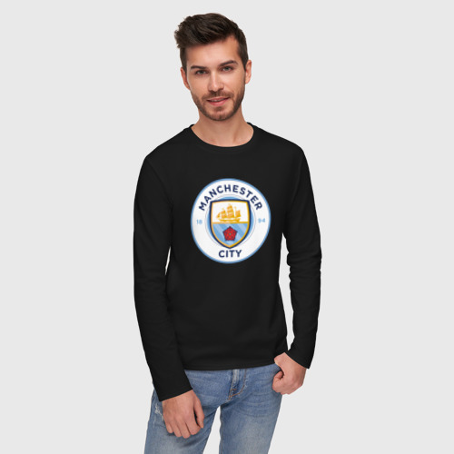 Мужской лонгслив хлопок Manchester City FC, цвет черный - фото 3