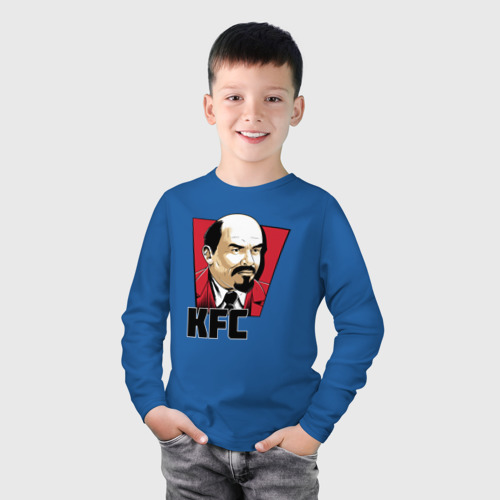 Детский лонгслив хлопок с принтом KFC Lenin, фото на моделе #1
