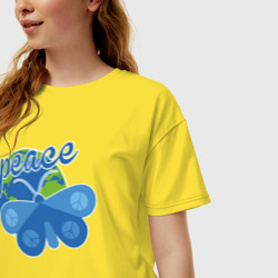 Женская футболка хлопок Oversize Butterfly peace - фото 2