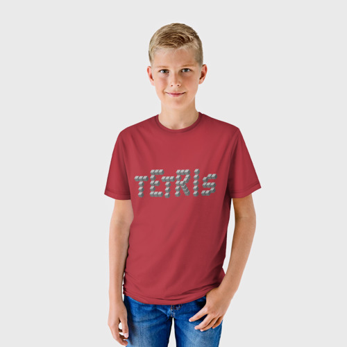 Детская футболка 3D с принтом Тетрис геометрия, фото на моделе #1
