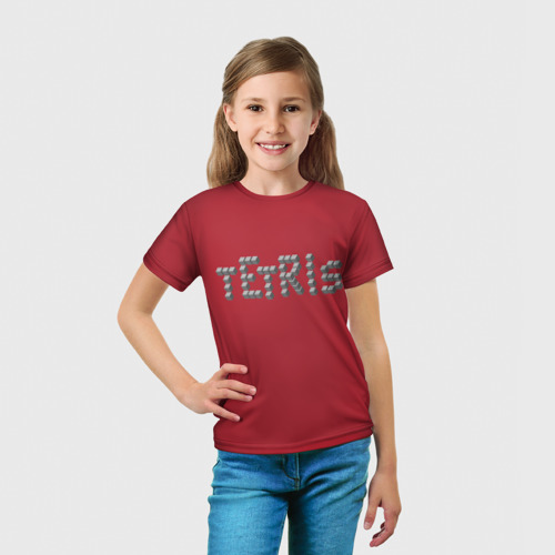 Детская футболка 3D с принтом Тетрис геометрия, вид сбоку #3